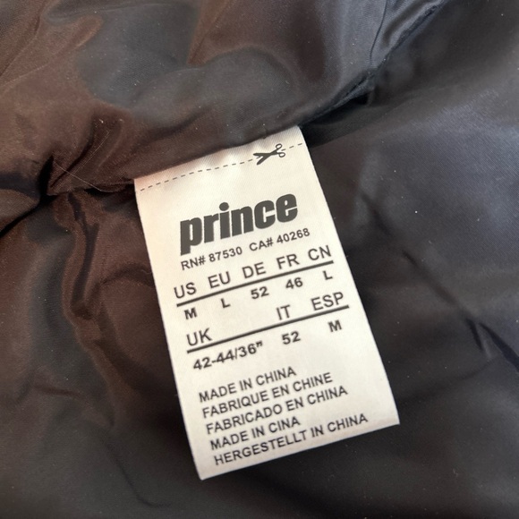 Vintage PRINCE Rule The Court Black Puffer Vest Mens Sz Med Down Filled Tennis - Picture 7 of 8